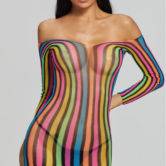 Fun pajamas colorful long-sleeved hip one-piece net suit sexy uniform temptation - Picture 4 of 7